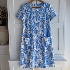 Persifor Blue Gray Jungle Leaf Cheetah Dress Size Medium